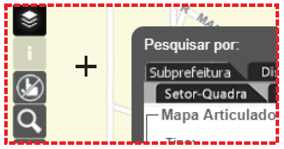 exemplo de como aparece o cursor mira, para selecionar área no mapa