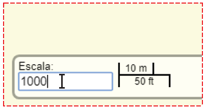exemplo do cursor de texto para preencher um número específico na caixa da diálogo da escala do mapa
